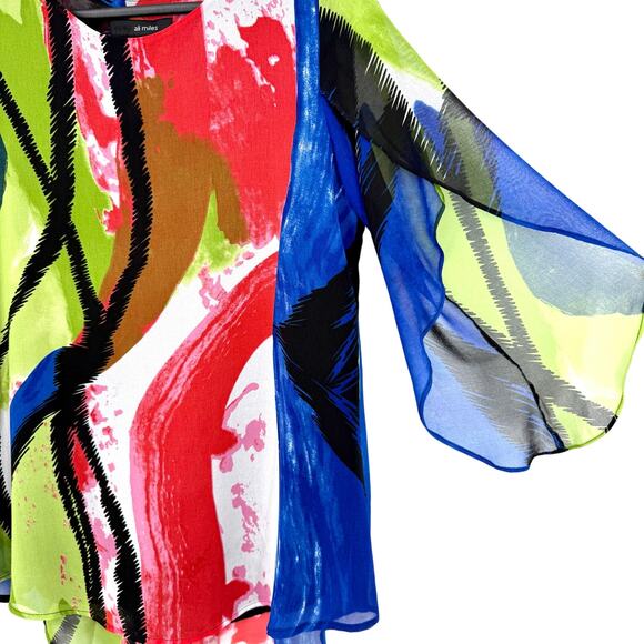 Ali Miles Sz Small Wearable Art to Wear Tropical Beach Blouse Shirt Top Artsy - Picture 6 of 7